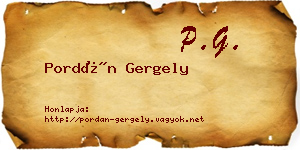 Pordán Gergely névjegykártya